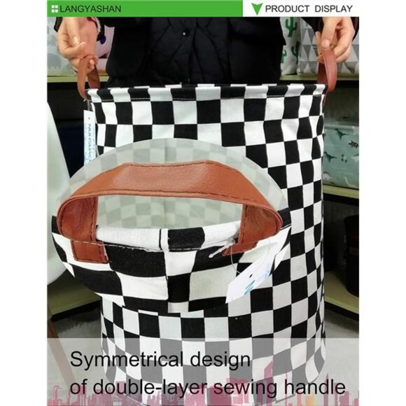 LANGYASHAN Laundry Basket Canvas Fabric Collapsible Organizer Basket - Picture 6 of 16